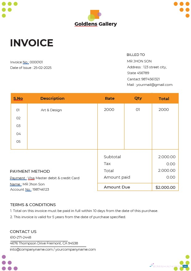 Download Photo Art Gallery Invoice Template Photoshop template